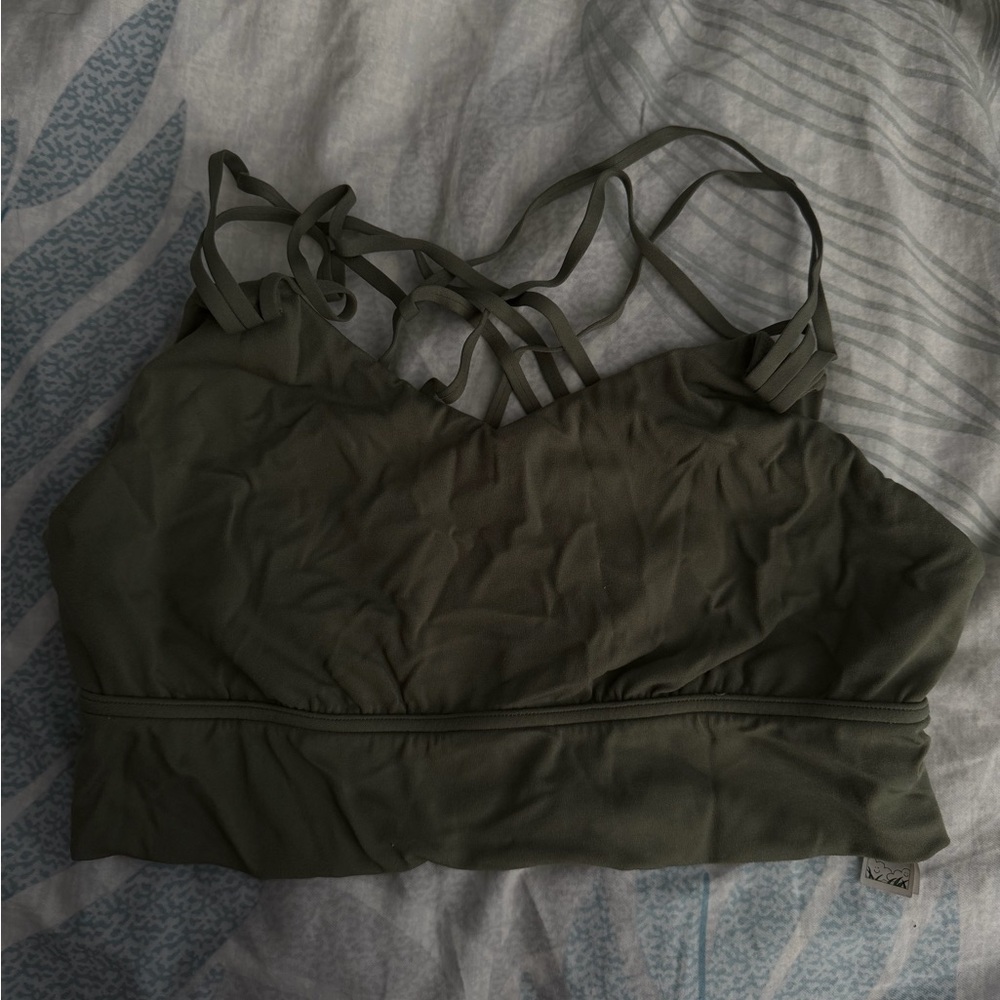 Olive Strappy Sports Bra